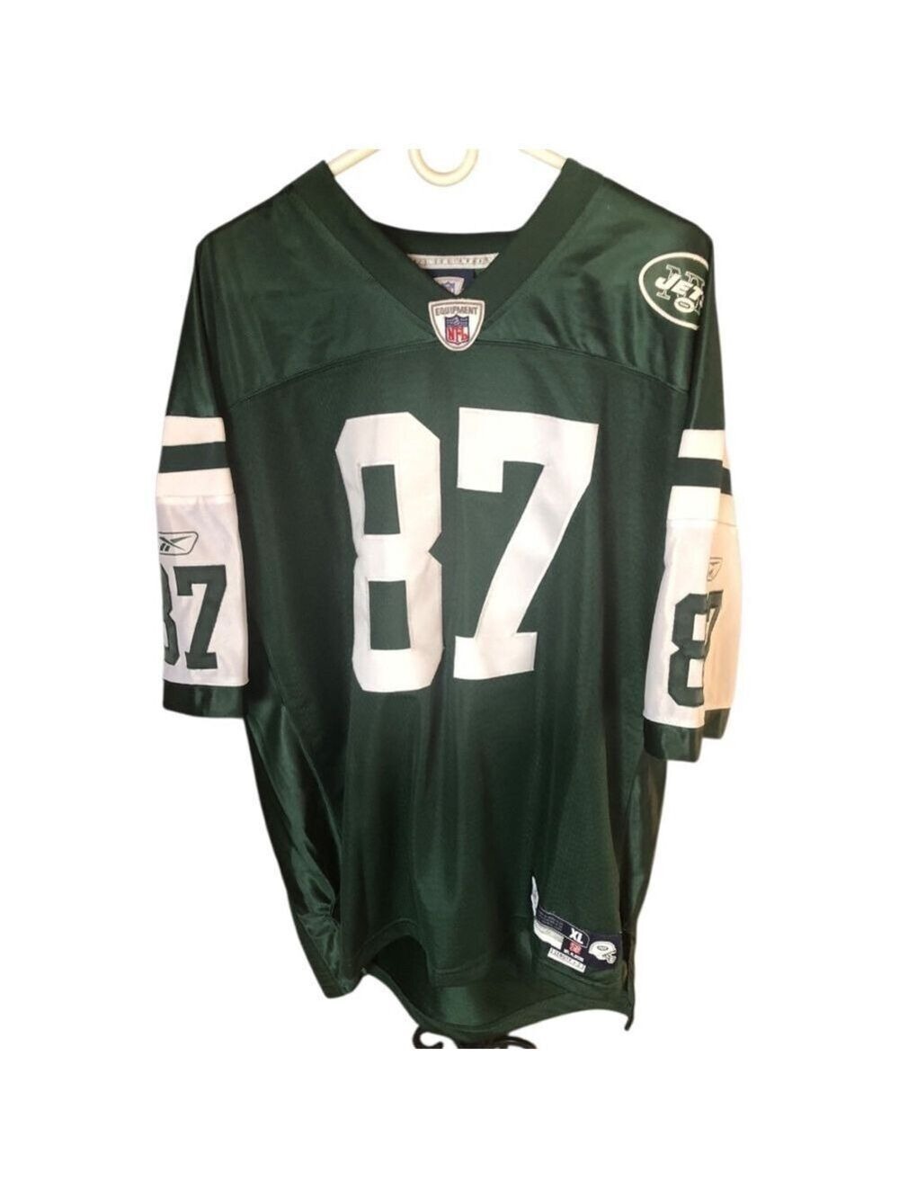 New York Jets #87 Coles Reebok Jersey XL Green White NFL Football